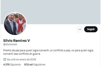 Perfil del tuitero Silvio Ramírez,