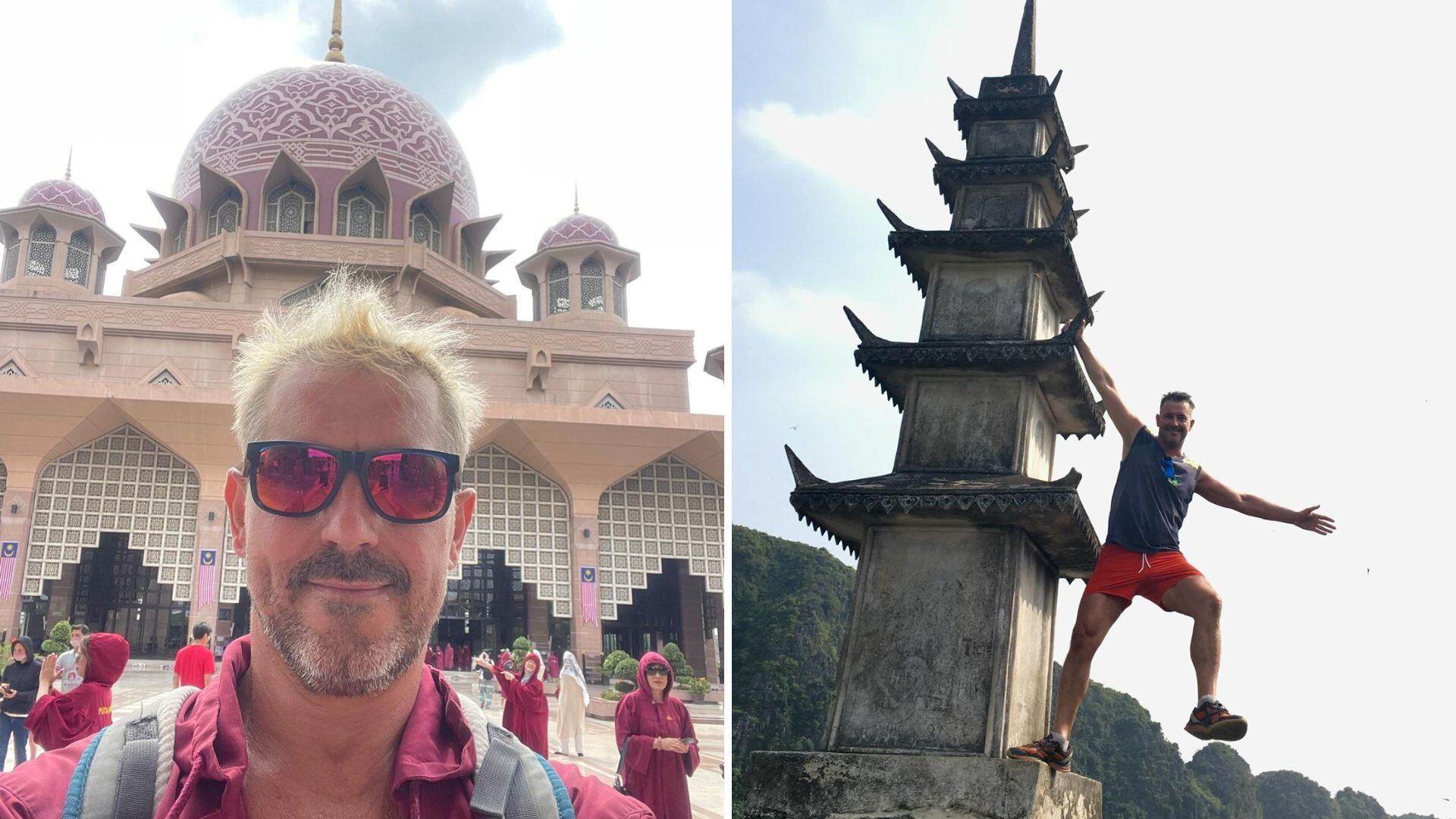 Baltasar Montaño en direfentes lugares de sus viajes. (Cedida)