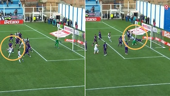 La media 'chalaca' de Alan Cantero y el gol de Eryc Castillo tras rechazo del arquero Matías Córdova en Alianza Lima vs Comerciantes Unidos.