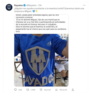 niño hizo su propia playera de Rayados para actividad del día del niño