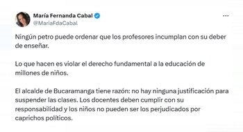 La senadora María Fernanda Cabal