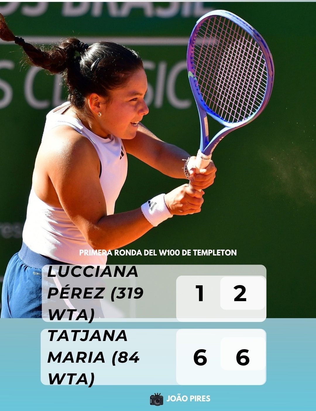 Lucciana Pérez se despidió de Templeton en primera ronda. Crédito: X Jorge Valencia.