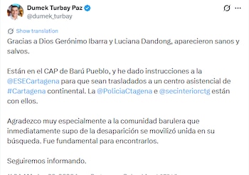 Los jóvenes aparecieron en la mañana del lunes 29 de junio - crédito @ABDELAESPRIELLA / X