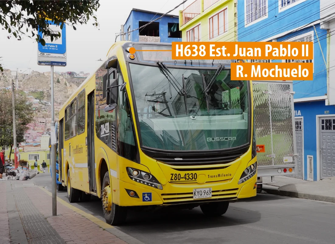 Transmilenio inició un plan piloto para la ruta TransMiZonal H638 entre la estación Juan Pablo II y el sector R. Mochuelo, en Ciudad Bolívar - crédito Transmilenio