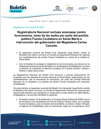 Comunicado sobre ataques a las