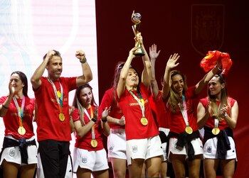 Las jugadoras en la celebración