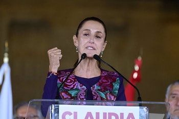 03/06/2024 03 June 2024, Mexico, Mexico City: Mexican presidential candidate Claudia Sheinbaum Pardo gives a message to her supporters to celebrate her victory after receiving the preliminary election results of Mexico's general election. The 61-year-old led on 57.9\% of the vote with around two-thirds of ballots counted, the national electoral institute said on Monday. Photo: Carlos Tischler/eyepix via ZUMA Press Wire/dpa
POLITICA DEPORTES
Carlos Tischler/eyepix via ZUMA / DPA