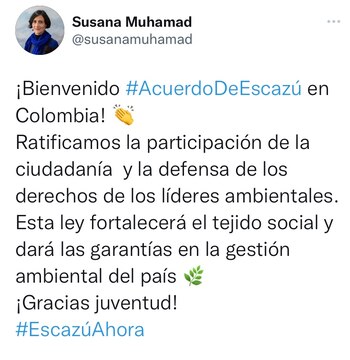 Tuit de Susana Mahamad sobre