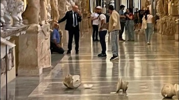 Dos bustos romanos de mármol