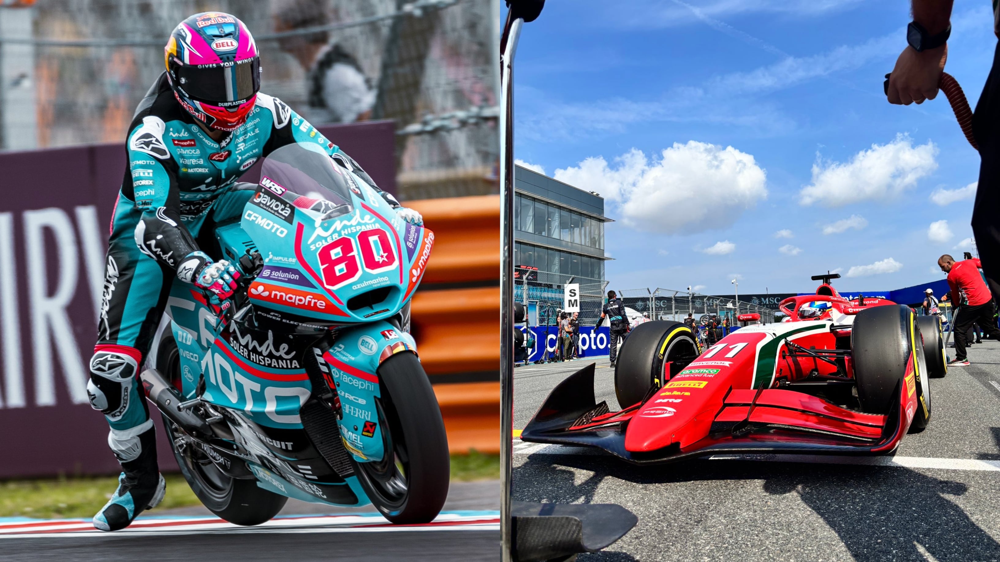 David Alonso (20 años) y Sebastián Montoya (21 años) compiten en las categorías que ofician como antesala del MotoGP y la Fórmula 1, respectivamente - crédito X