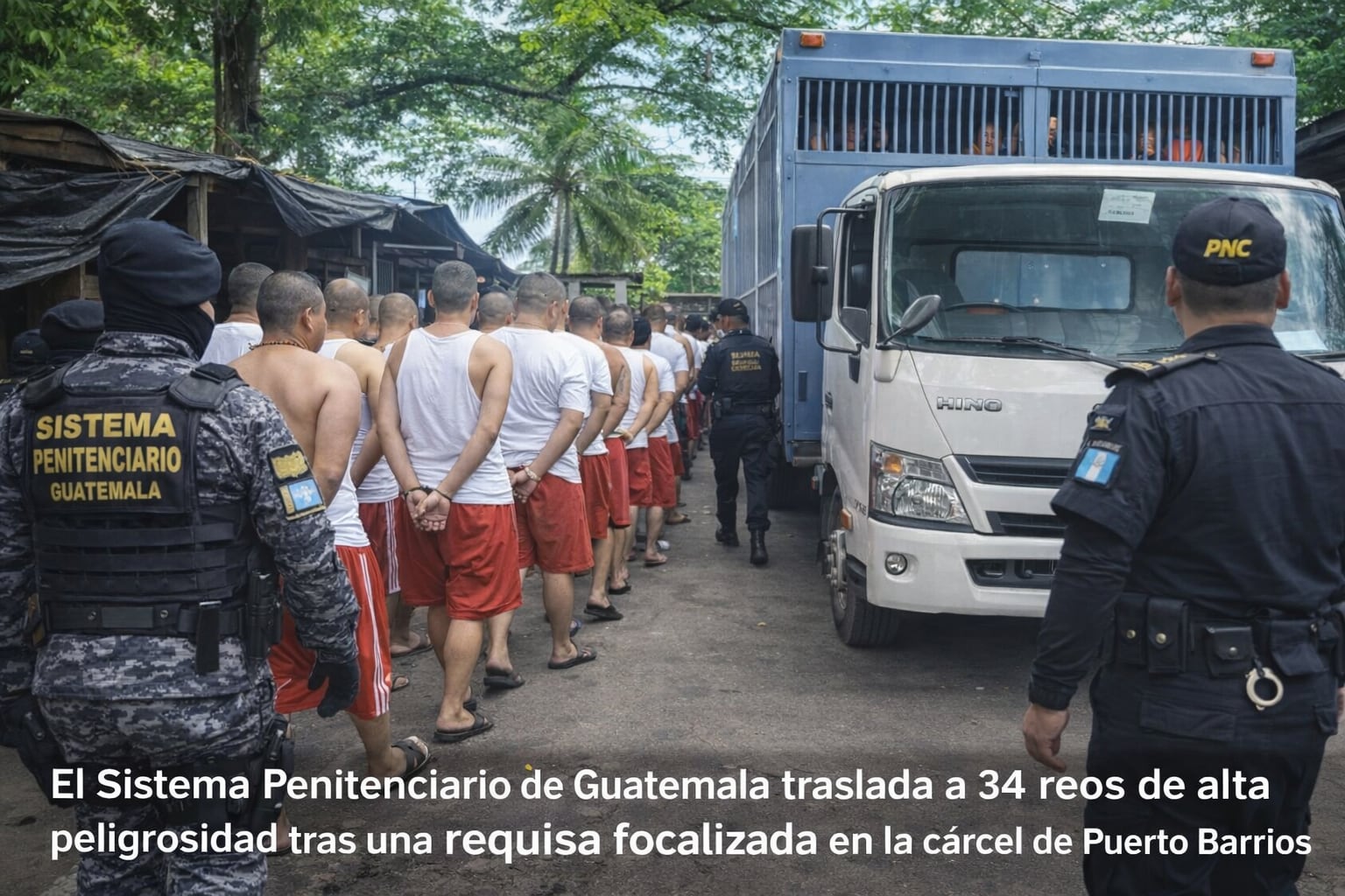 El Sistema Penitenciario de Guatemala traslada a 34 reos de alta peligrosidad tras una requisa focalizada en la cárcel de Puerto Barrios