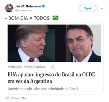 El tuit del presidente brasileño