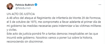 La publicación de Patricia Bullrich