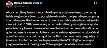 Carlos Antonio Vélez - crédito @velezfutbol/X