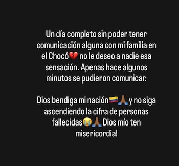 La famosa duró horas sin tener noticias de sus allegados en la incertidumbre de lo que les pudo pasar - crédito yuri_copete / Instagram