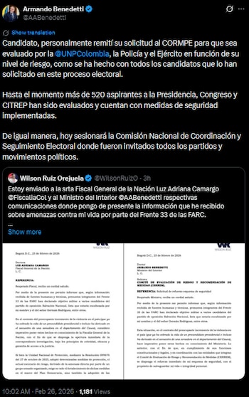 Armando Benedetti confirma trámite de