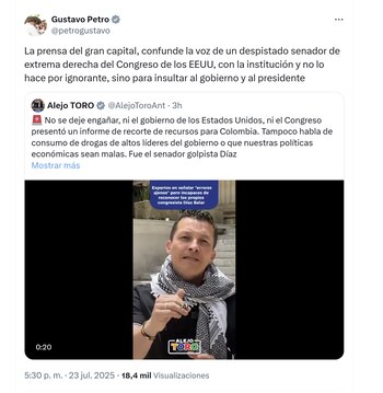 El presidente Gustavo Petro señaló