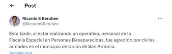 Ataque armado contra elementos de la Fiscalía de Desparecidos de Jalisco deja dos muertos