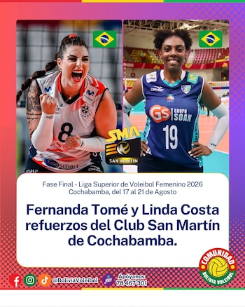 Fernanda Tomé y Linda Costa fueron incorporadas por San Martín de Cochabamba.