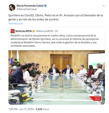 María Fernanda Cabal arremetió contra