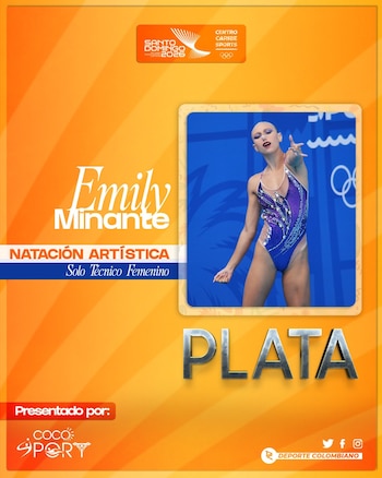 Emily Minante abrió el medallero nacional en el deporte que combina la técnica, expresión, gimnasia y resistencia. La colombiana fue segunda en la modalidad de Solo Técnico Femenino - crédito Centro Caribe Sports