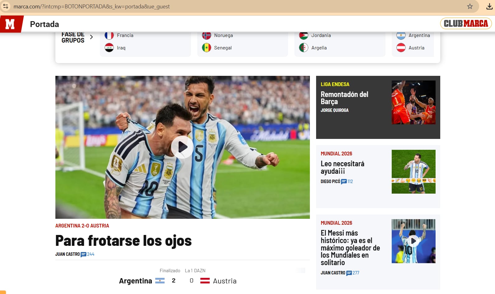 La portada de Marca