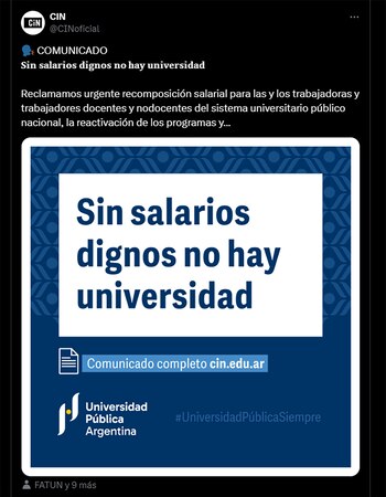 El comunicado del Consejo Interuniversitario