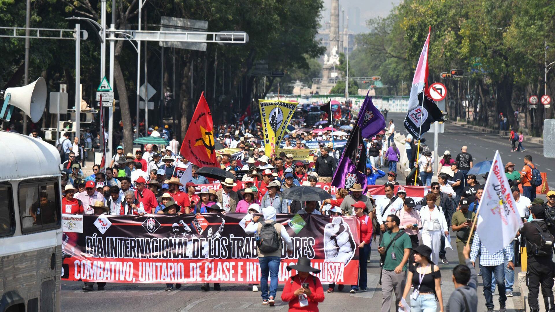 Se registraron movilizaciones durante la tarde de este jueves 1 de mayo, Día del Trabajo. Crédito: Cuartoscuro.