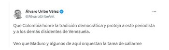 El expresidente Uribe pidió protección