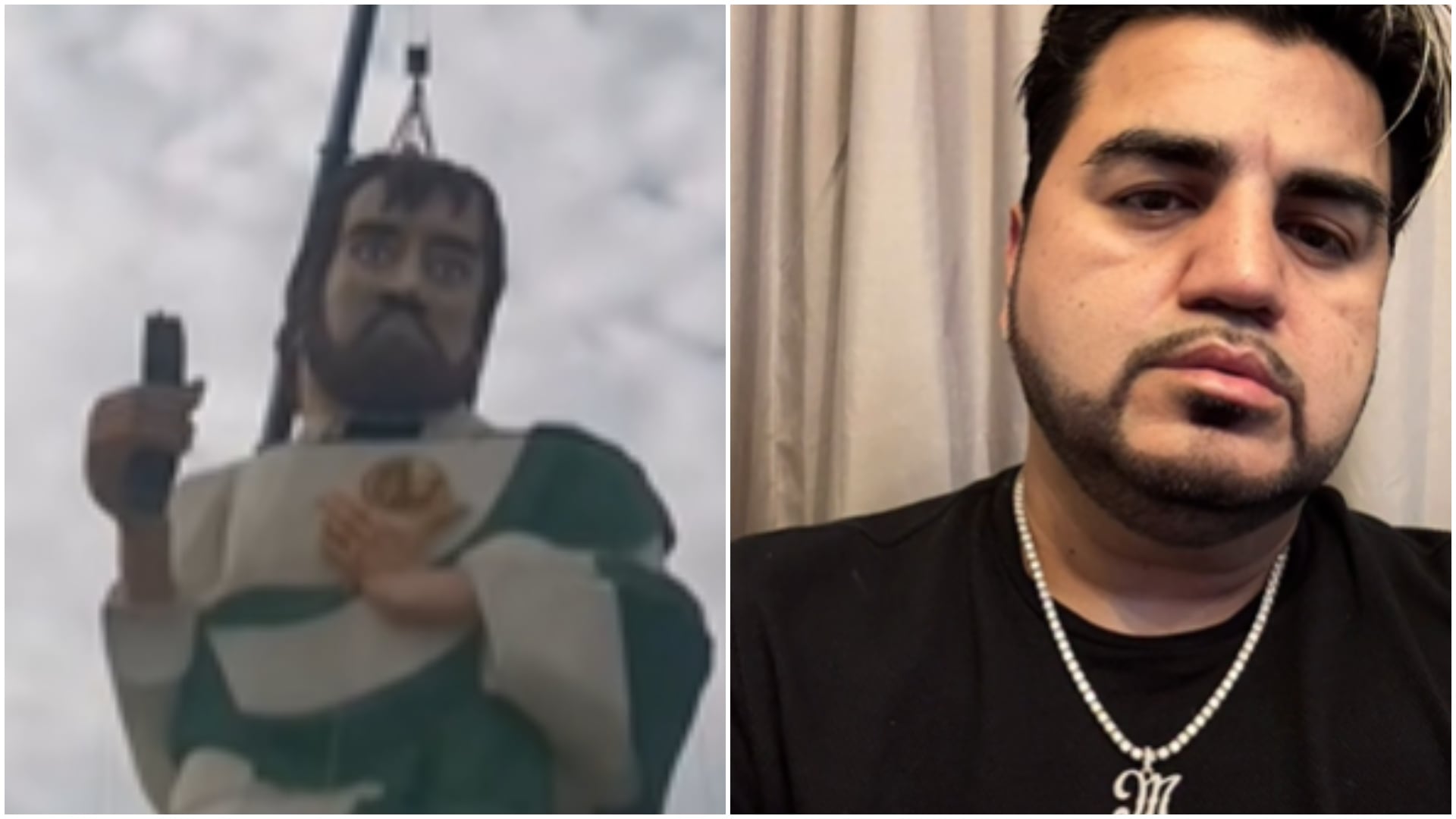 Compararon la estatua con el cantante (Captura de pantalla vicentegonzalezga8)