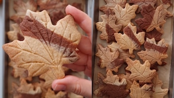 Receta de galletas con forma de hoja de arce sin gluten: una masa marmolada de canela, jengibre y cacao