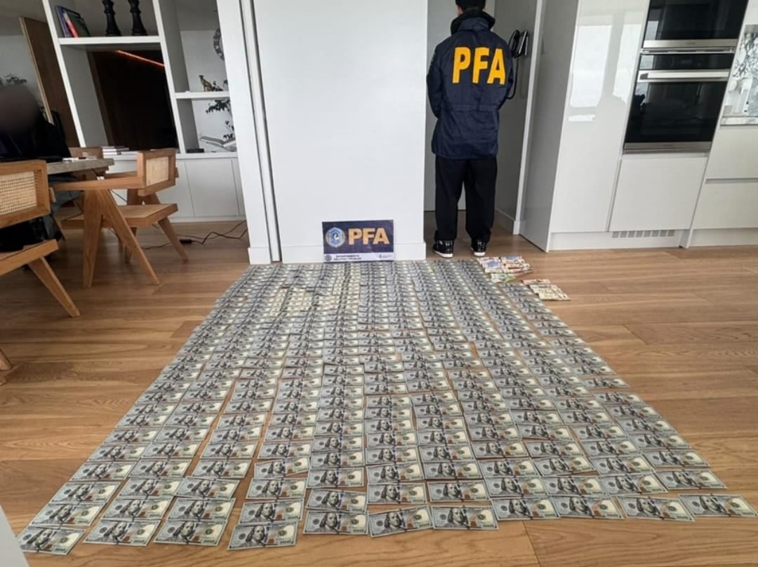 Parte del dinero incautado por la PFA