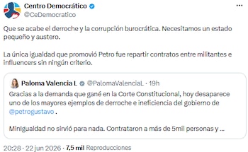 Centro Democrático denunció corrupción burocrática y defendió recorte estatal - crédito @CeDemocratico/X