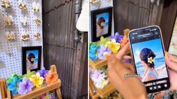 La influencer se volvió viral tras hallar su foto en un cartel comercial.