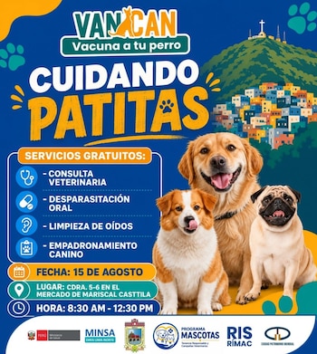 La campaña veterinaria se llevará a cabo este sábado 15 de agosto - Créditos: Municipalidad del Rímac.