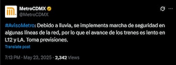 Foto: X: @MetroCDMX