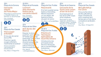 Programa de la Fiesta Mayor de Granollers con el taller de técnicas de guerrilla urbana en la parte inferior. (Ayuntamiento de Granollers)