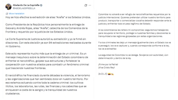 Este fue el mensaje que escribió el presidente tras la extradición de alias Araña - crédito @ABDELAESRPEILLA/X