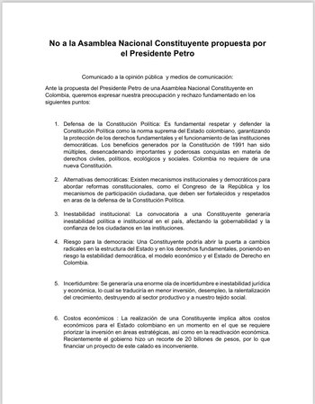 Carta al presidente Gustavo Petro