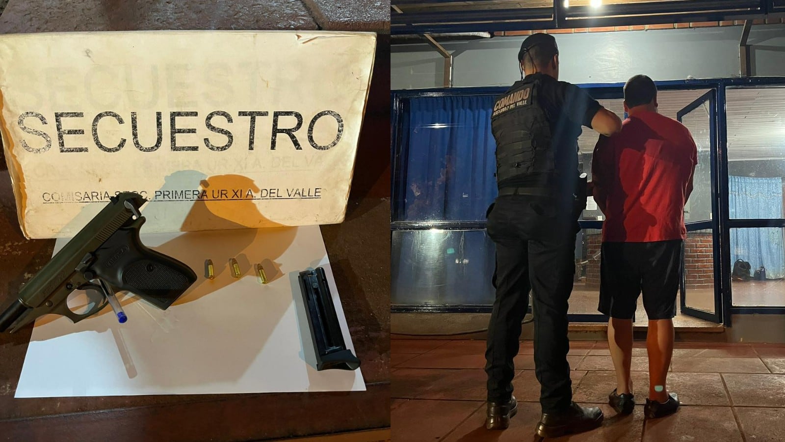 El arma secuestrada estaba oculta debajo de la alfombra del habitáculo y contenía tres cartuchos en el cargador