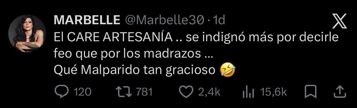 Marbelle ha compartido una serie de respuestas a Gustavo Bolívar tras su respuesta a los insultos de la artista - crédito @Marbelle30/X