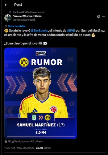 El rumor de que unas de las figuras del equipo campeón de la Tricolor comienza a aumentar-crédito @svasquezrivas95/X
