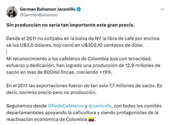 Germán Bahamón Jaramillo, gerente general