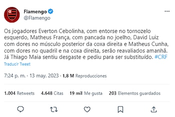 Captura de posteo del Flamengo