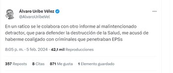 Álvaro Uribe responde a quienes