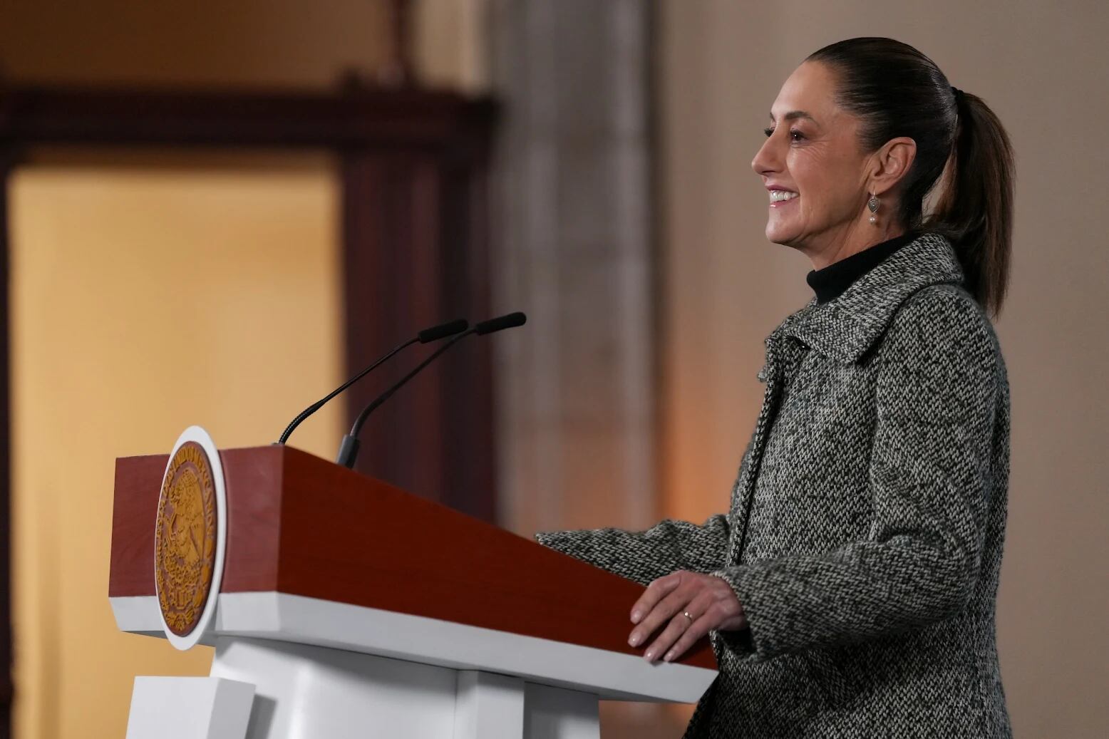 La presidenta de México, Claudia Sheinbaum Pardo, dijo que se revisará si es procedente jurídicamente la Ley Esposa. (Presidencia)