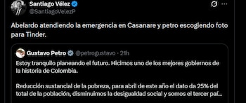 Santiago Vélez - crédito @SantiagoVelezP/X