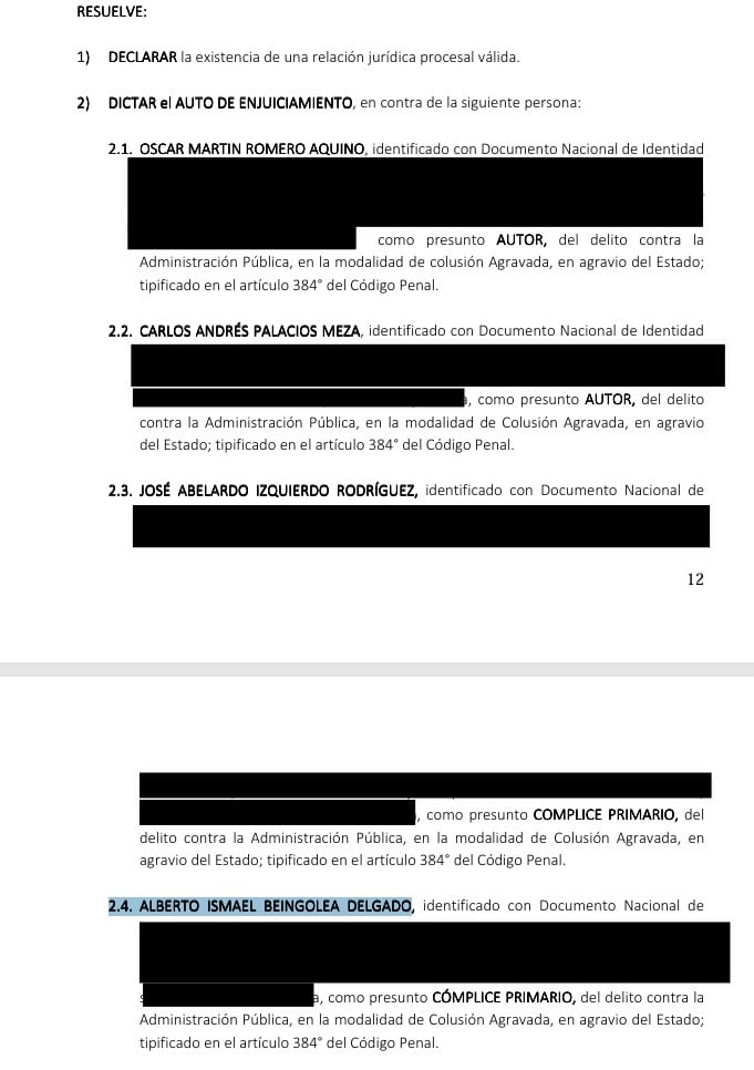 Un auto de enjuiciamiento comprende a procesados por el delito contra la Administración Pública en la modalidad de colusión agravada en agravio del Estado.