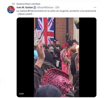 Petro confundió a The Crown con los reyes Carlos y Camila de Reino Unido. Twitter.