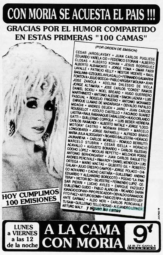 Ala cama con Moria, el programa que cambió la manera de entrevistar en televisión con una amplia y variada lista de invitados